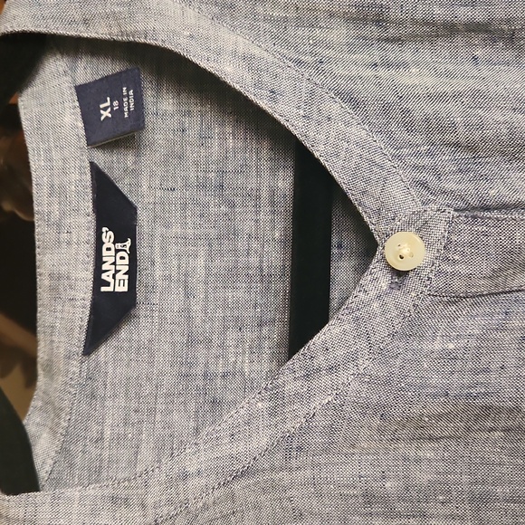 Lands' End, Women's Bluish Gray Linen Button Down Tunic Shirt Dress SZ XL - Picture 9 of 10
